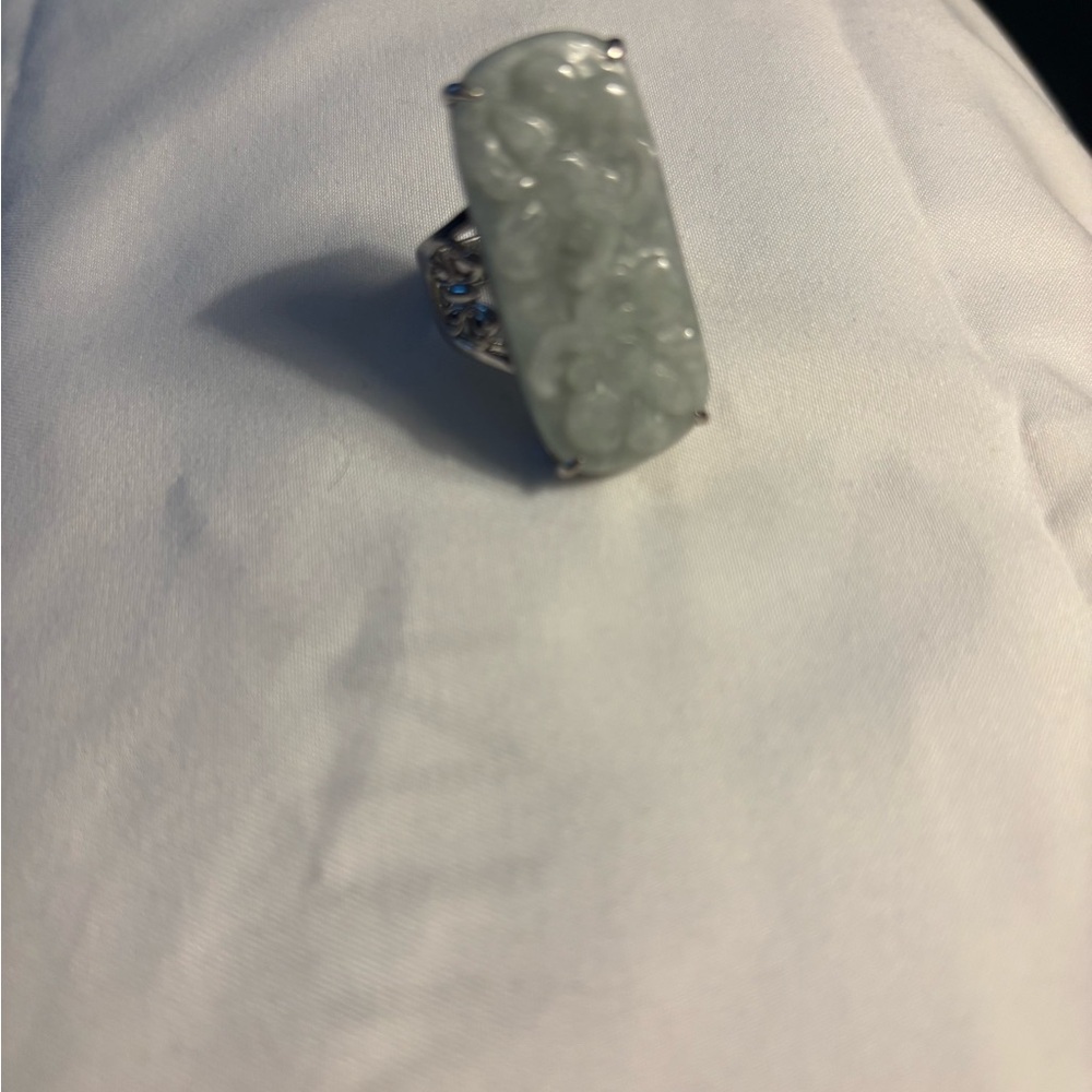BBJ Silver and carved jade  Women's Ring